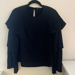 ALC silk black ruffle sleeve top